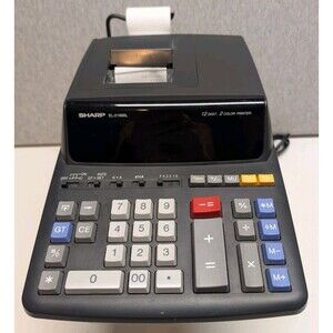 Sharp EL-2196BL Color Printing Heavy Duty Calculator with Clock, Calendar & TAX